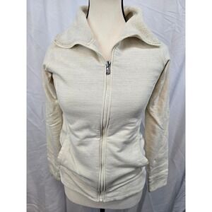Under Armour Womens Sherpa Lined Full Zip Jacket Cream Oatmeal Heather Small